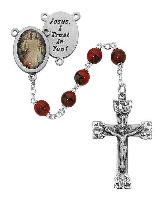 (R254df) Red Divine Mercy Rosary - Unique Catholic Gifts