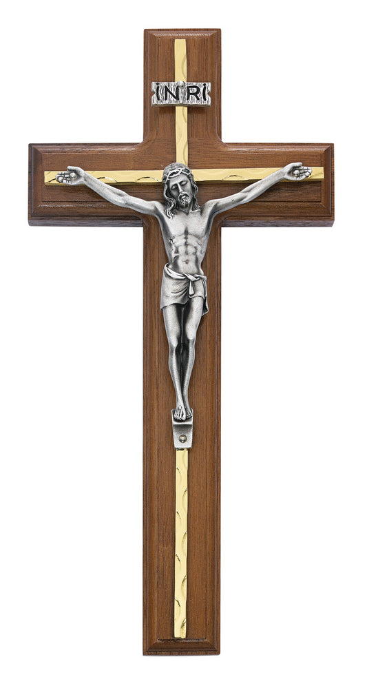 (79-15) 10" Walnut Cfx Silver Overlay - Unique Catholic Gifts