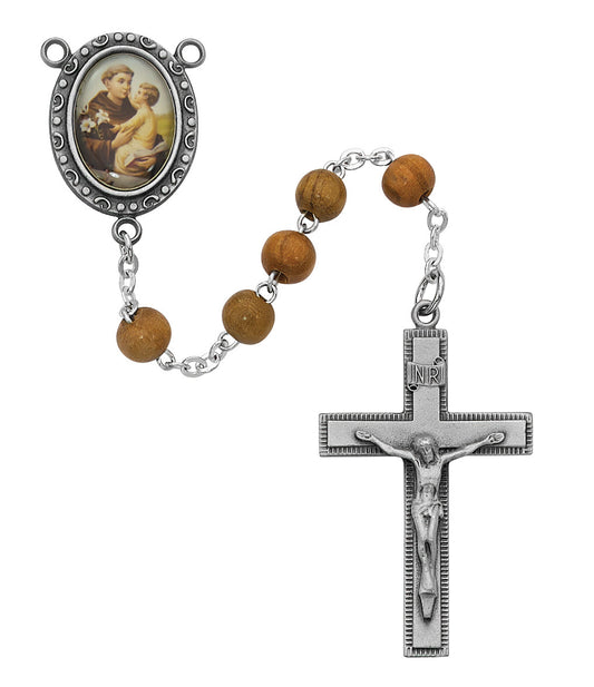 (R184df) Olive Wood St. Anthony Rosary - Unique Catholic Gifts