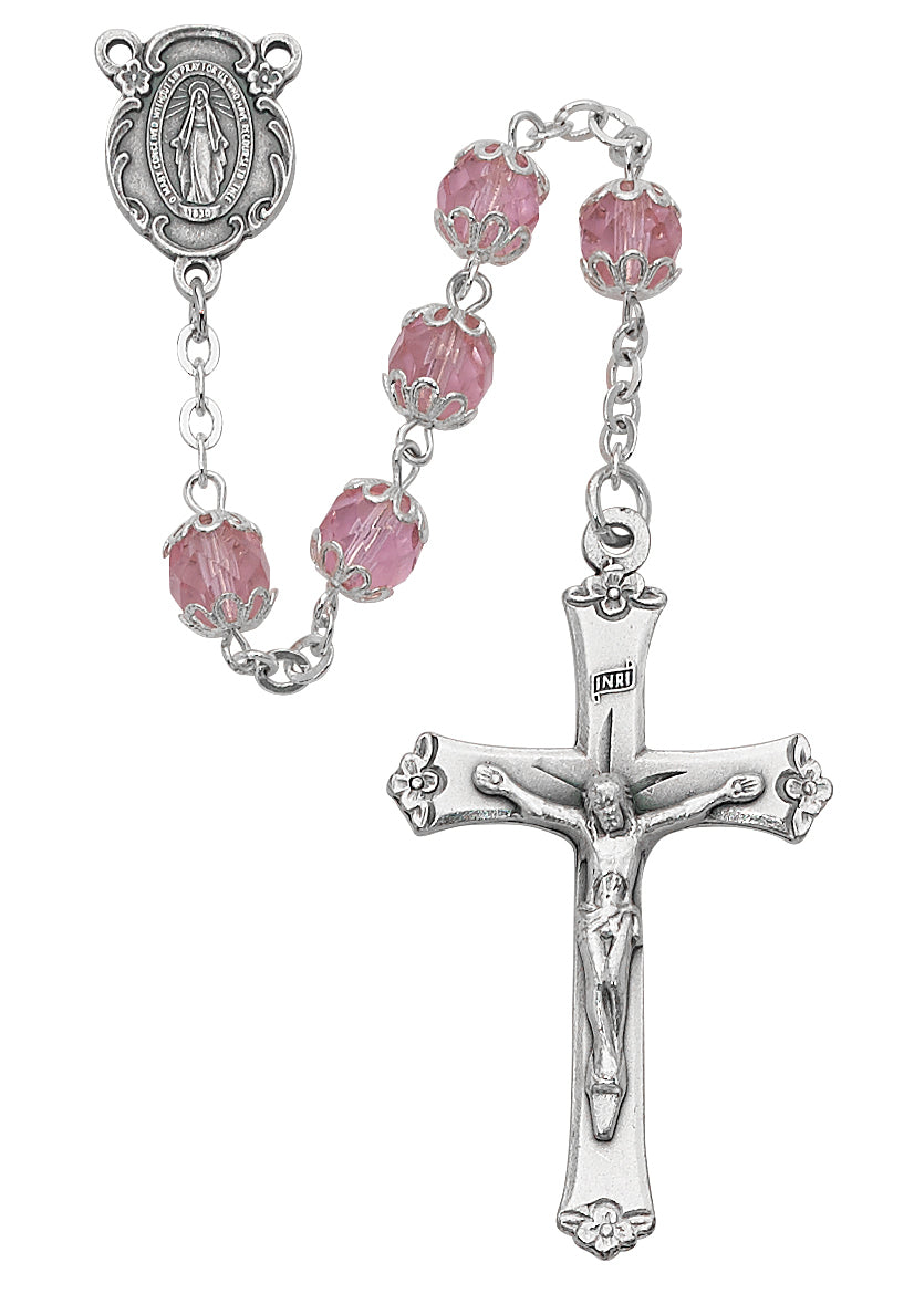 (701s-rsf) 7mm All Capped Rose Rosary - Unique Catholic Gifts