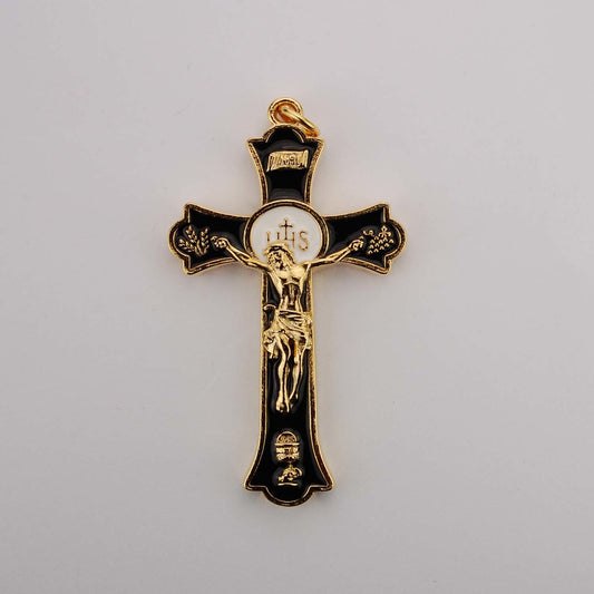 (H9156-bkc) Mass Crucifix Gp 2" Black - Unique Catholic Gifts