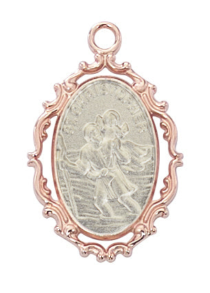 (Jr794) Rose Gold Christopher 18ch&bx" - Unique Catholic Gifts