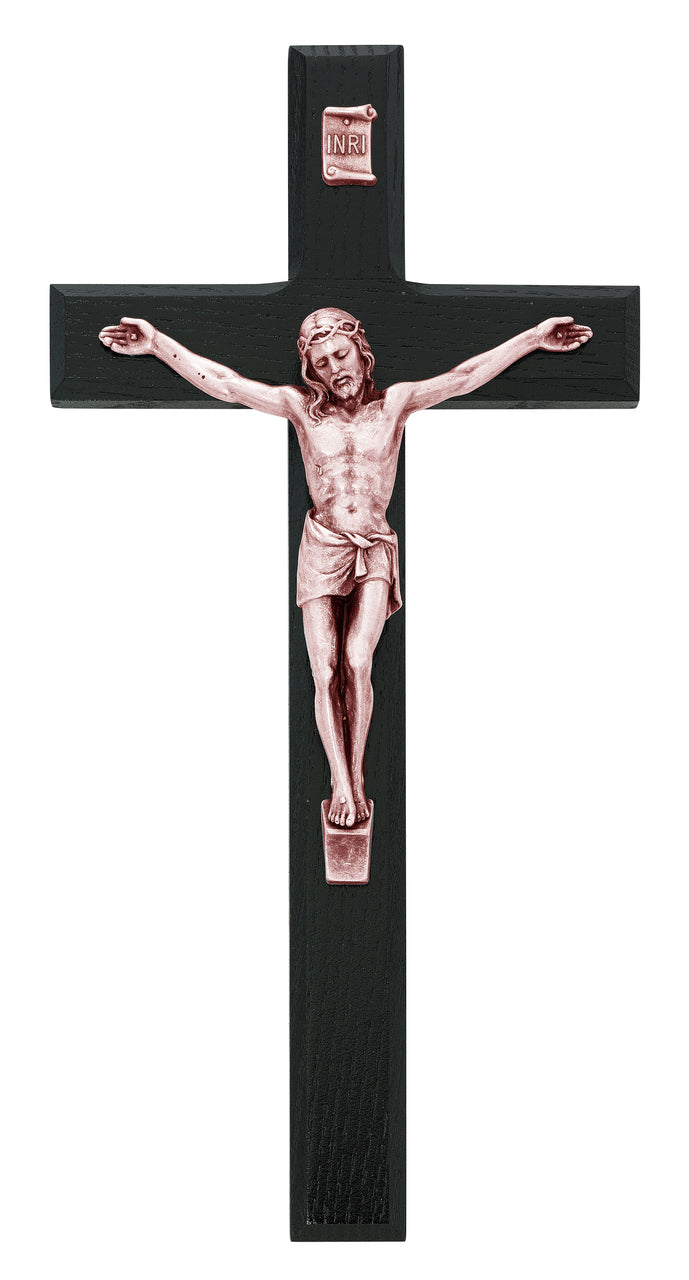 (80-194) 10" Black Ei-8 Copper Crucifix - Unique Catholic Gifts