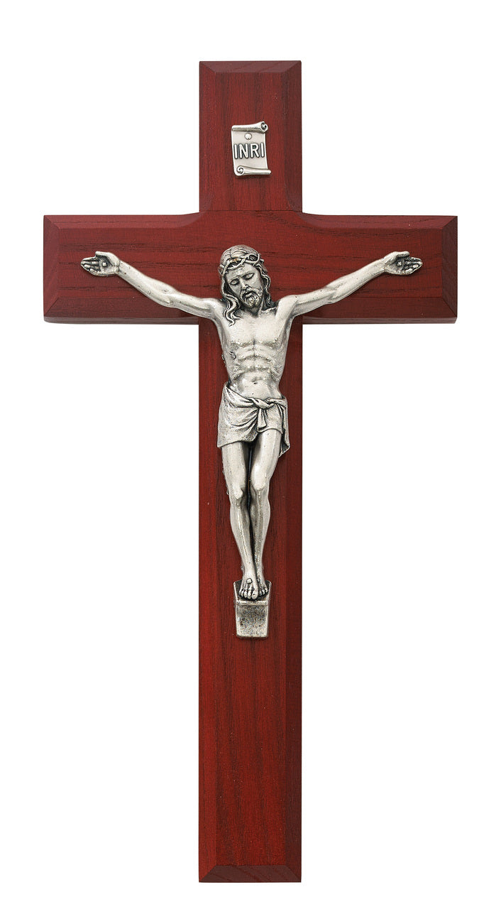 (81-13) 8" Beveled Cherry Crucifix - Unique Catholic Gifts