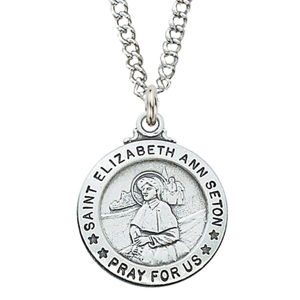 St Elizabeth Ann Seton Medal Sterling Silver 3/4" - Unique Catholic Gifts