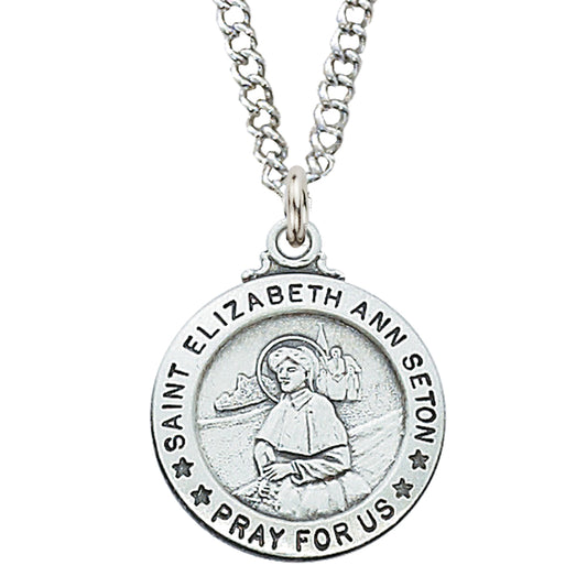 (L600eas) Sterling Silver St Eliz Ann Seton 20" Chain & Box - Unique Catholic Gifts