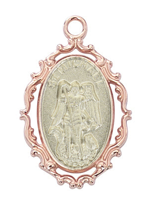 (Jr798) Rose Gold St. Michael 18ch&bx" - Unique Catholic Gifts