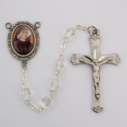 (R194df) 6mm Crystal St Faustina Rosary - Unique Catholic Gifts