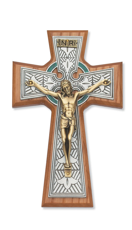 (79-42668) 8" Walnut Celtic Cfx Tutone - Unique Catholic Gifts