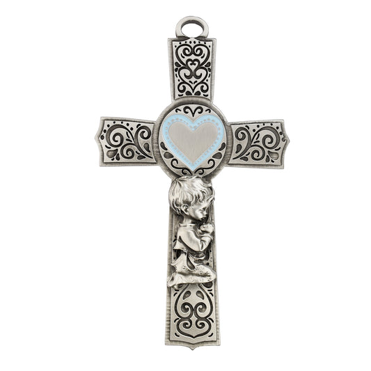 Filagree Pewter Baby Boy Blue Epoxy 6" - Unique Catholic Gifts