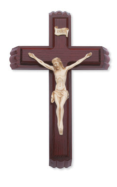 (79-42602) 13" Cherry/resin Sick Call Set - Unique Catholic Gifts