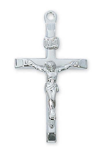 (L9081)  Sterling Silver  Crucifix 20" Chain and Box - Unique Catholic Gifts