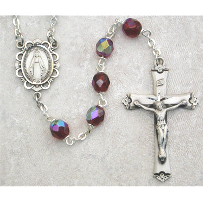 (875l-gaf) Ss 6mm Garnet/january Rsry - Unique Catholic Gifts