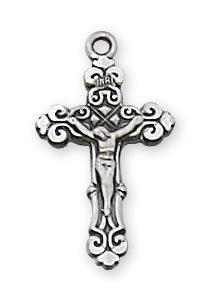 Sterling Silver Crucifix (3/4") on 16" chain - Unique Catholic Gifts