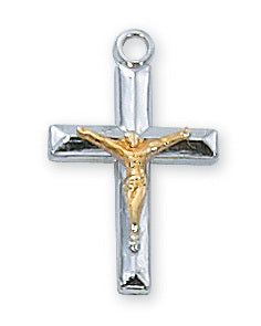 (L9088)  Sterling Silver  Crucifix 18" Chain and Box - Unique Catholic Gifts