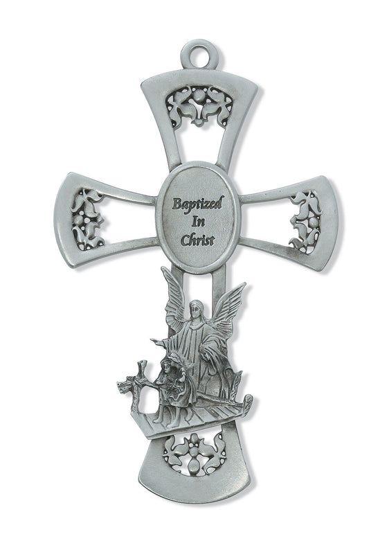 (73-14) 6" Pewter Baptism Cross - Unique Catholic Gifts