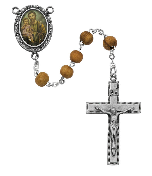 (R199df) Olive Wood St. Joseph Rosary - Unique Catholic Gifts