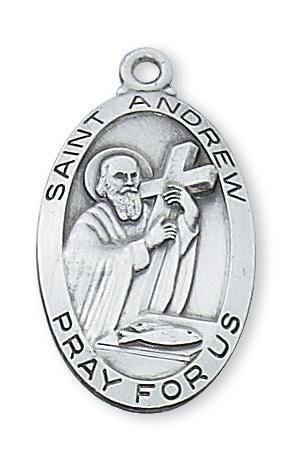 St. Andrew Sterling Silver Medal (1 1/8") - Unique Catholic Gifts