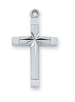 Sterling Silver Cross (1/2") on 18" chain (L8062) - Unique Catholic Gifts