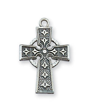 (L9045) Ss Celtic Cross 18 Chain&box" - Unique Catholic Gifts