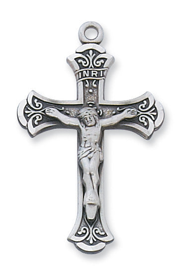 (L5002S)Sterling Silver Crucifix 18" Chain and Box - Unique Catholic Gifts