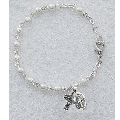 (B50dm) 3mm Pearl Irish Bracelet - Unique Catholic Gifts