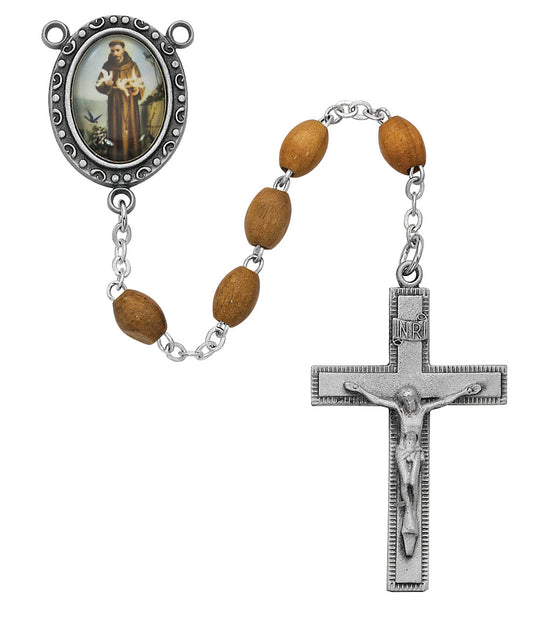 (R195df) Olive Wood St. Francis Rosary - Unique Catholic Gifts