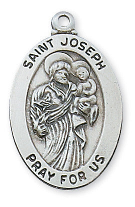 (L461JS) Sterling Silver St. Joseph Medal 20" - Unique Catholic Gifts