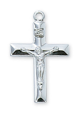 (L8010)Sterling Silver Crucifix 18"  Chain & Box - Unique Catholic Gifts