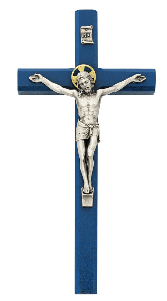 (80-195) 8" Blue Ei-8 Crucifix - Unique Catholic Gifts