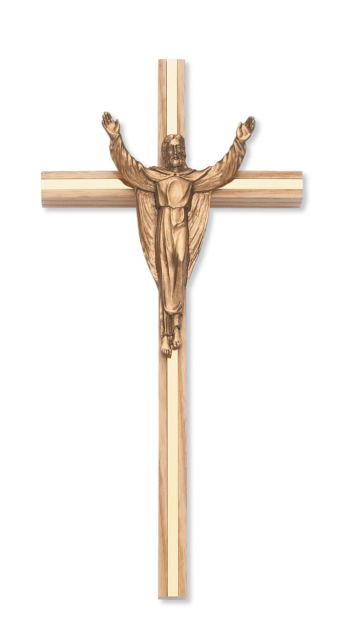 (79-02407) 10" Oak Risen Crucifix - Unique Catholic Gifts