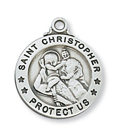 (L600ch) Sterling Silver St. Christopher 20" Chain & Box - Unique Catholic Gifts