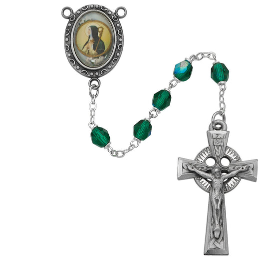 (R186df) 6mm Green St. Brigid Rosary - Unique Catholic Gifts