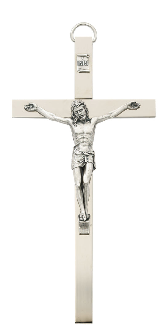 (79-42) 8" Flat Silver Crucifix - Unique Catholic Gifts