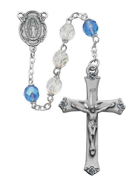 (589d-blf) 7mm Blue/crystal Rosary - Unique Catholic Gifts