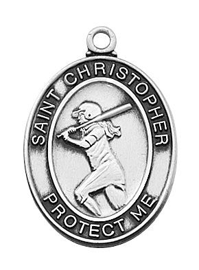 (L676sb) Ss Softball Md 18" Ch & Bx - Unique Catholic Gifts