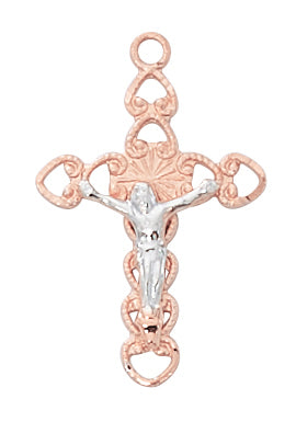 (Jr9203) Rose Gold Ss Two Tone Crucifix - Unique Catholic Gifts