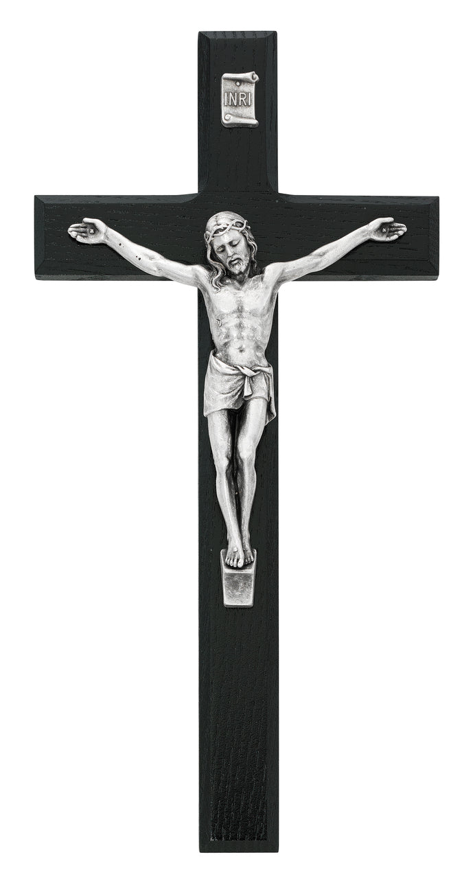 (80-45) 10" Black/silver Crucifix - Unique Catholic Gifts