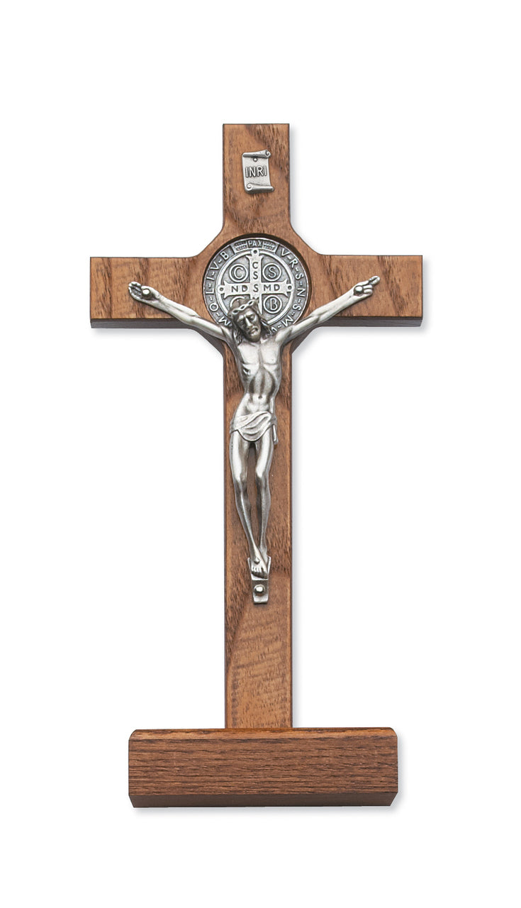 (79-42517) 8" Walnut Stand St. Bend Cfx - Unique Catholic Gifts