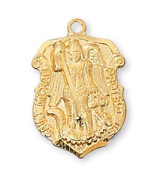 Gold over Sterling Silver St. Michael Shield Medal - Unique Catholic Gifts