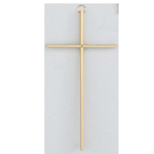 (C510) 10" Plain Solid Brass Cross - Unique Catholic Gifts