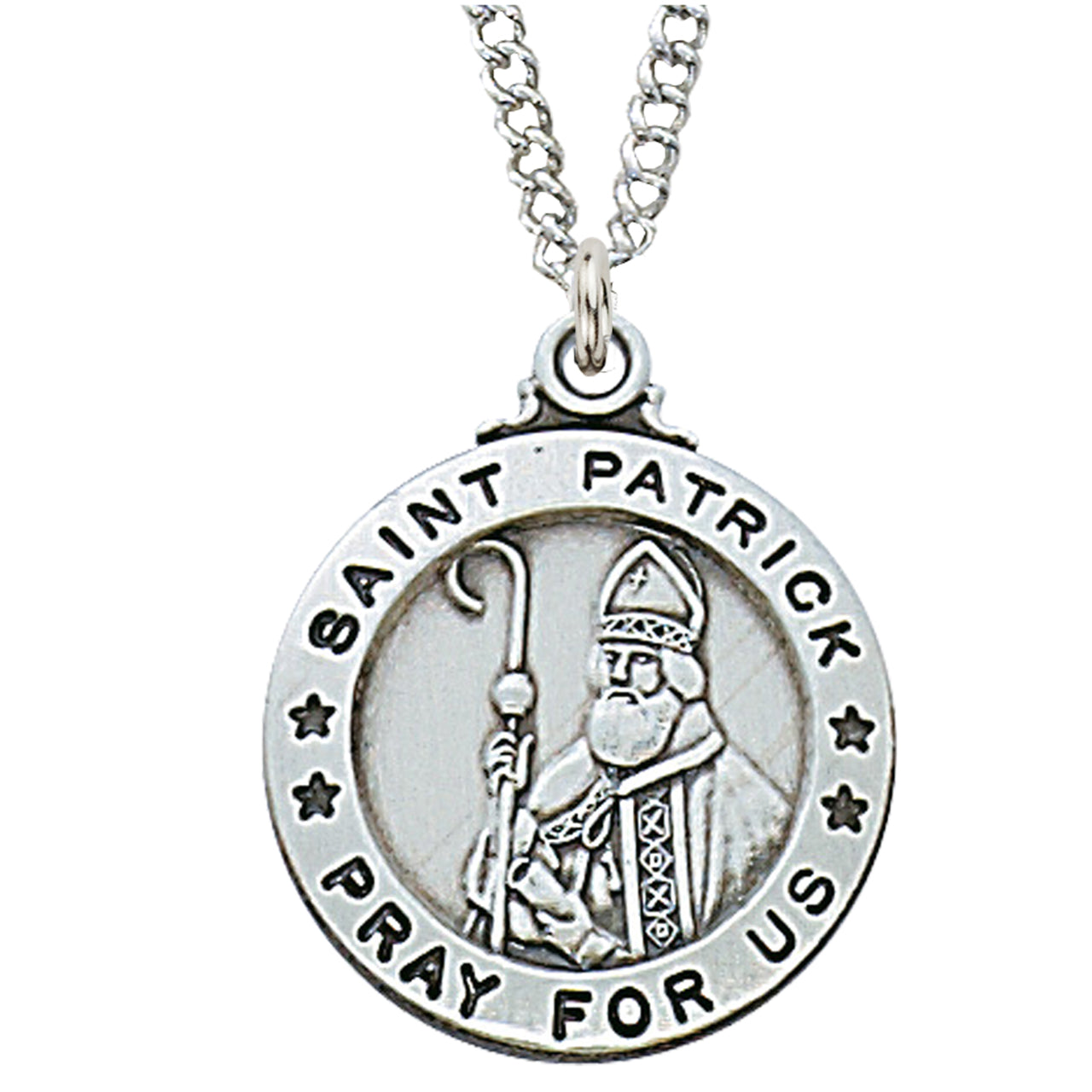 (L600PT) Sterling St. Patrick 20 " Chain & Box - Unique Catholic Gifts