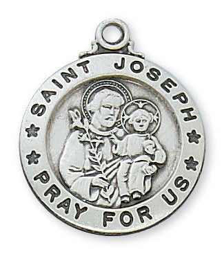 (L600JS) Sterling Silver St. Joseph 20" Chain & Box - Unique Catholic Gifts