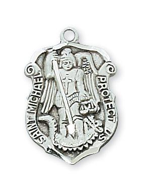 Sterling Silver St Michael Medal for Law Enforcement (3/4") on 18 chain - Unique Catholic Gifts