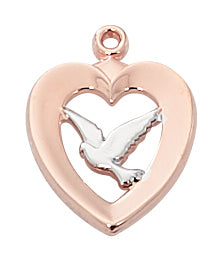 (Jr787) Rose Gold Ss Two-tone Dove - Unique Catholic Gifts