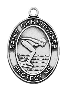 (L676sw) Ss Swimming Md 18" Ch & Bx - Unique Catholic Gifts