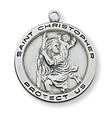 Sterling Silver St Christopher (3/4") on 18 inch chain - Unique Catholic Gifts