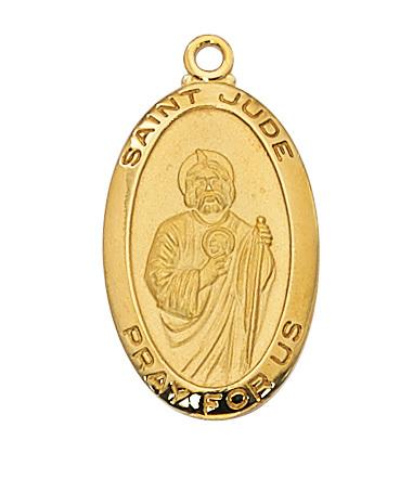 St. Jude Medal Gold on Sterling Silver (1") (J500JU) - Unique Catholic Gifts