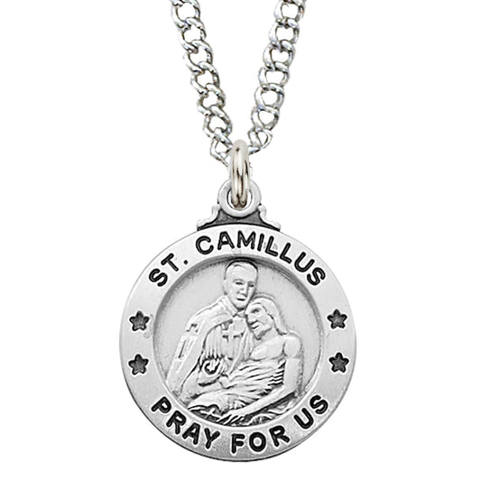 St Camillus Medal Sterling Silver 3/4" - Unique Catholic Gifts