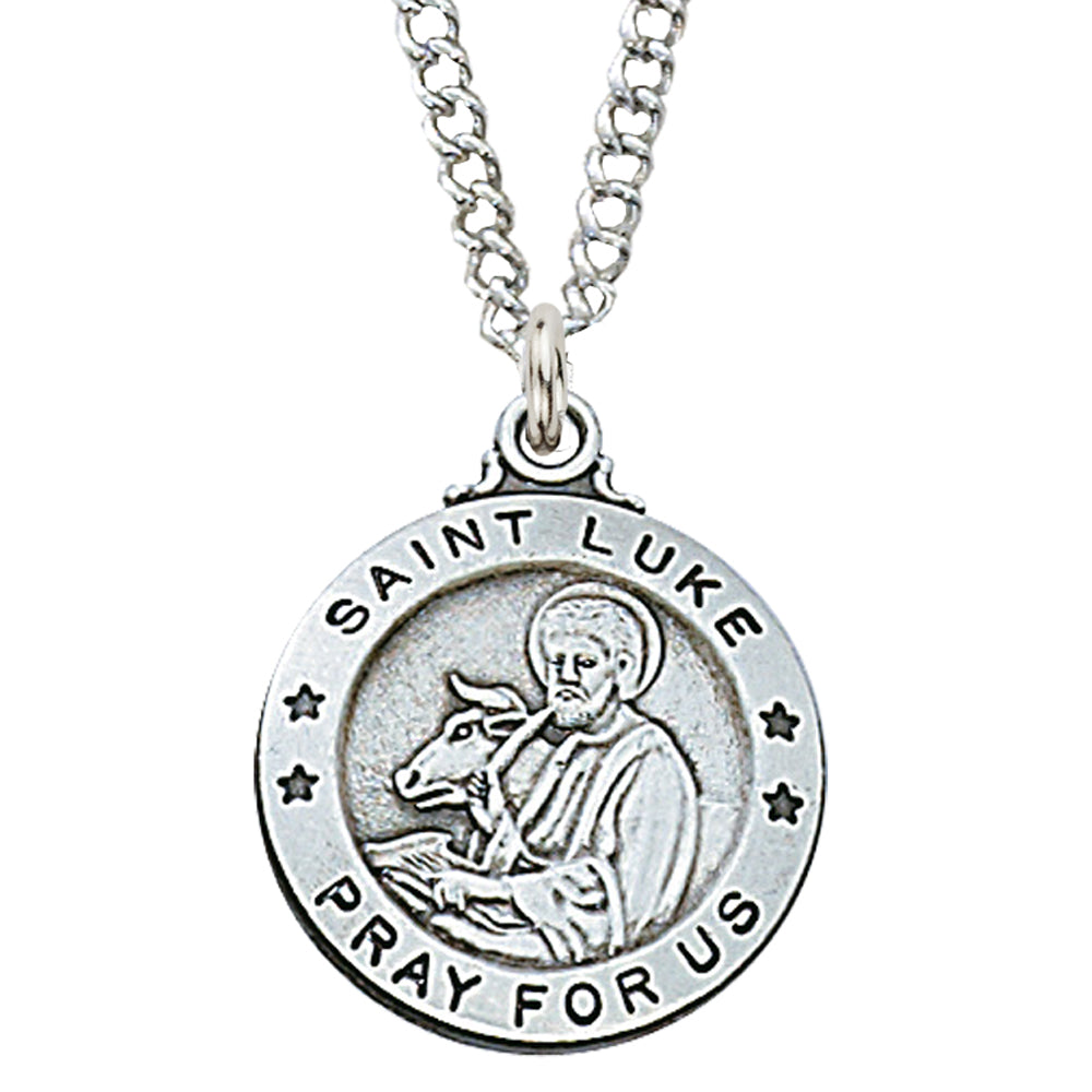 (L600lk) Sterling Silver St. Luke 20" Chain & Box - Unique Catholic Gifts